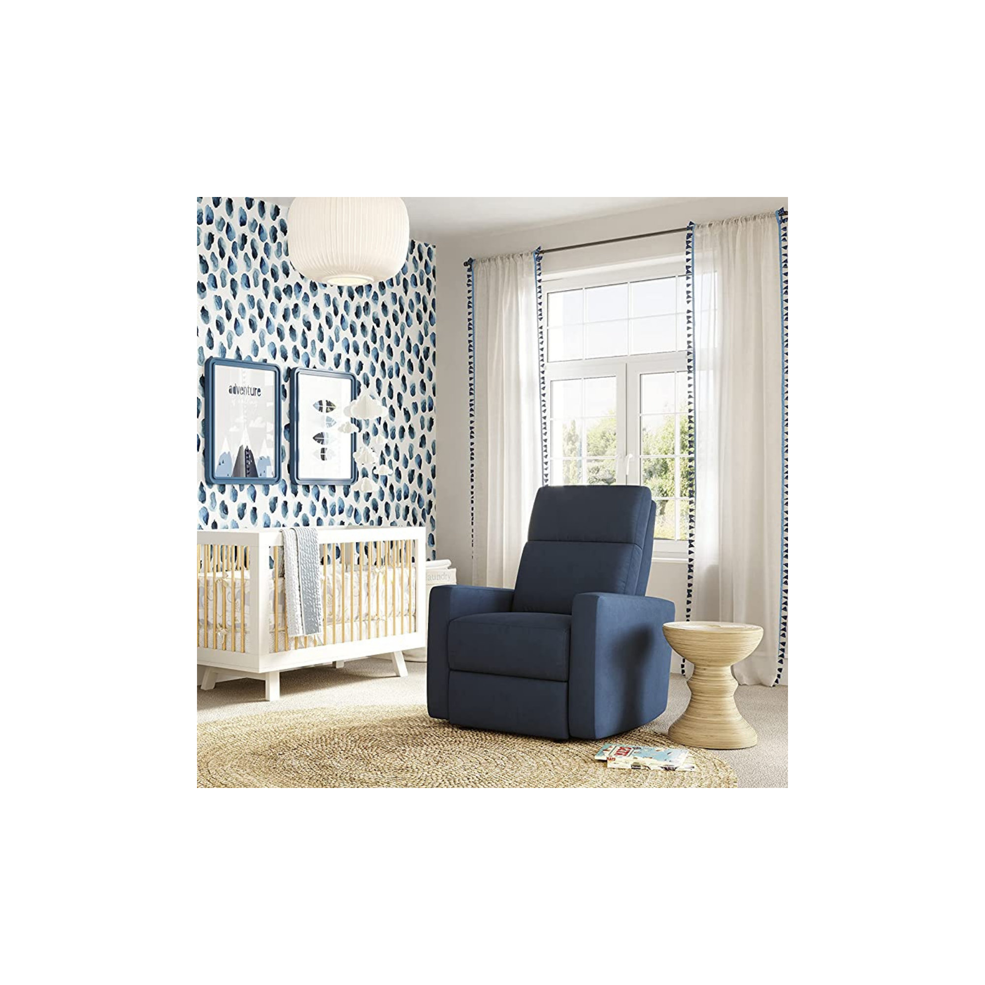 Nurture& The Glider Premium Power Recliner Nursery Glider Chair with Adjustable Head Support, Navy