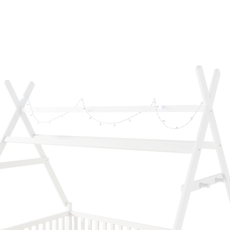 Lit double, avec plancher bas et rails, idéal pour un espace de sommeil amusant à DEL blanche, garde-corps profilés, peut être personnalisé de rêve