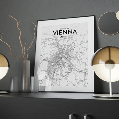 Vienna City Map In Tones - No Frame Print