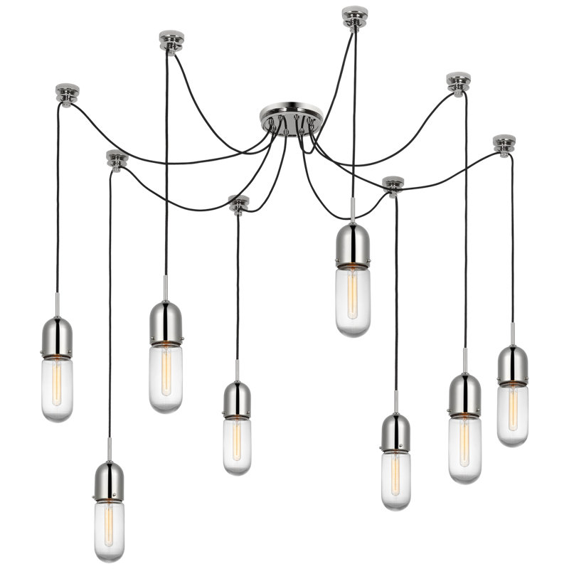 Junio 8 - Light Chandelier, Clear, Polished Nickel