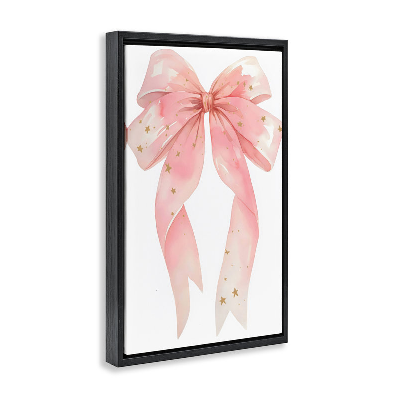 Arc rose avec cadre flottant étoiles dorées, design par Creative Studio, Cadre flottant noir de jais, H 25 po x l 17 po