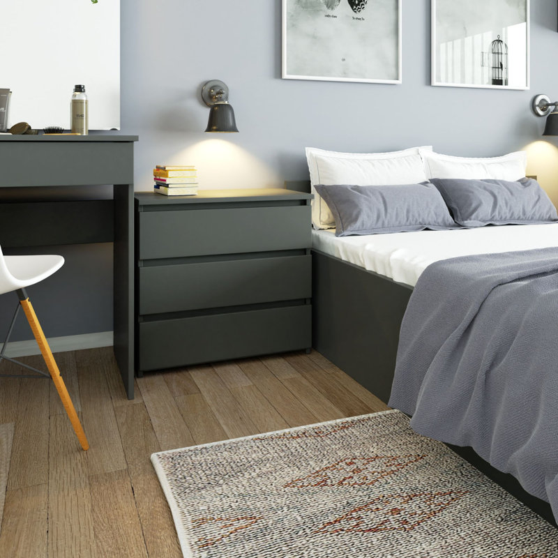 Rhesa 60cm W Particle Board Bedside Table