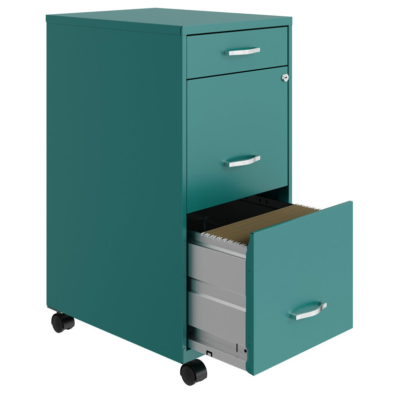 Armoire de rangement remplissante à 3 tiroirs, Bleu sarcelle