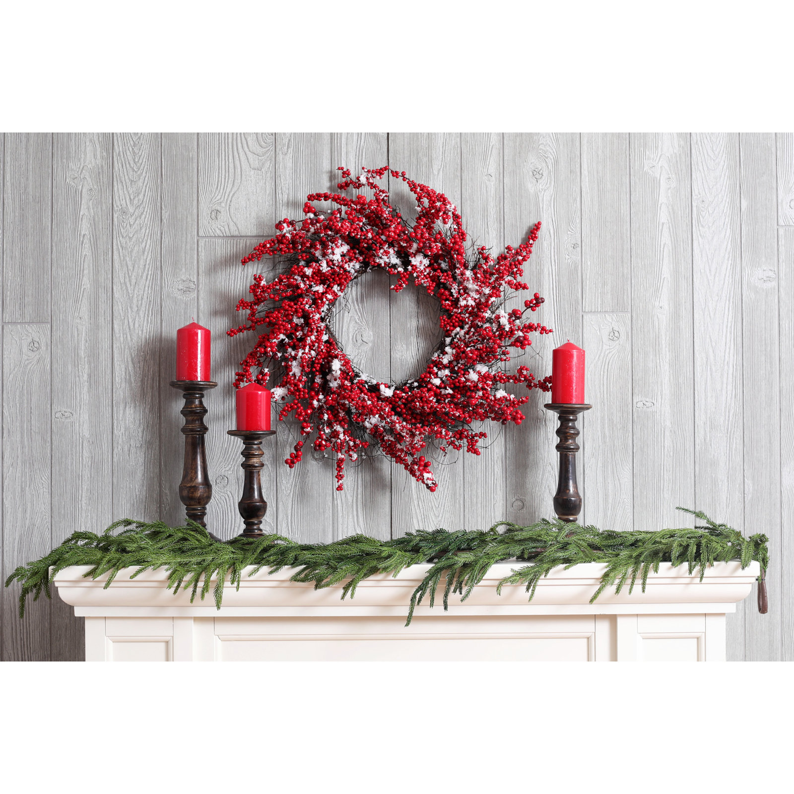 Real Touch Norfolk Pine Christmas Holiday Front Door Garland Table Runner, 300.00cm