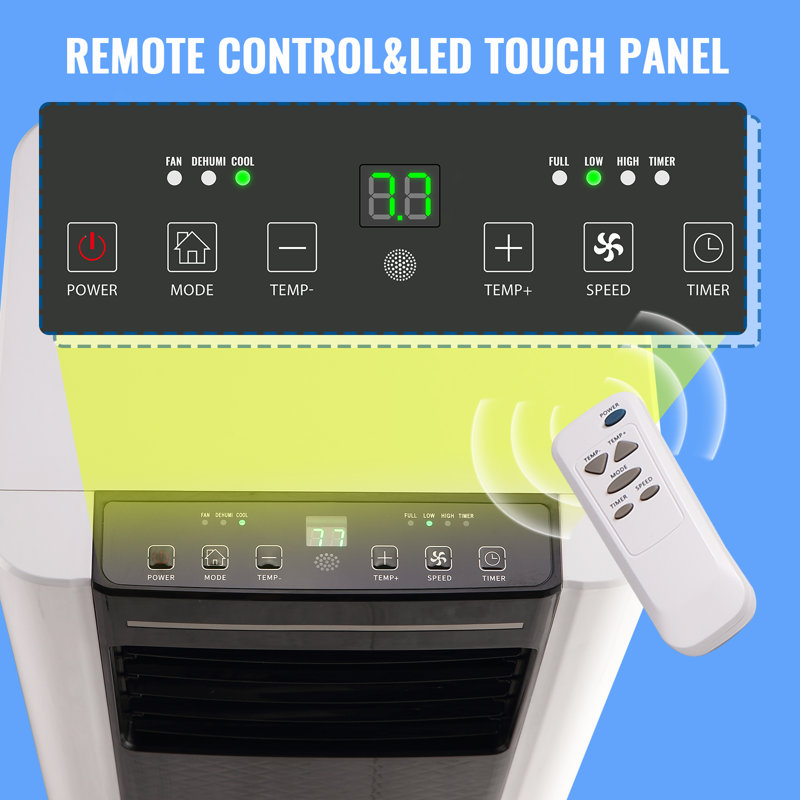 Portable Air Conditioner 8,000 BTU ASHARE(5,000 BTU SACC), Portable AC Cool Rooms up to 250 Sq.Ft, 3-in-1 AC Unit with Remote Control&24H Timer, Window Kit Included