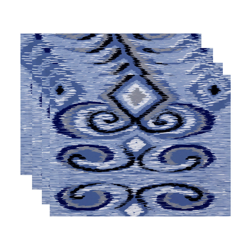 Theodis Polyester Abstract Rectangle Placemat, Blue