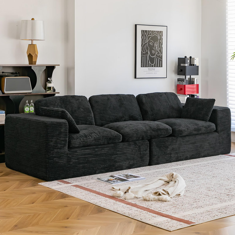 110" Oversized Sofa For Living Room, Black