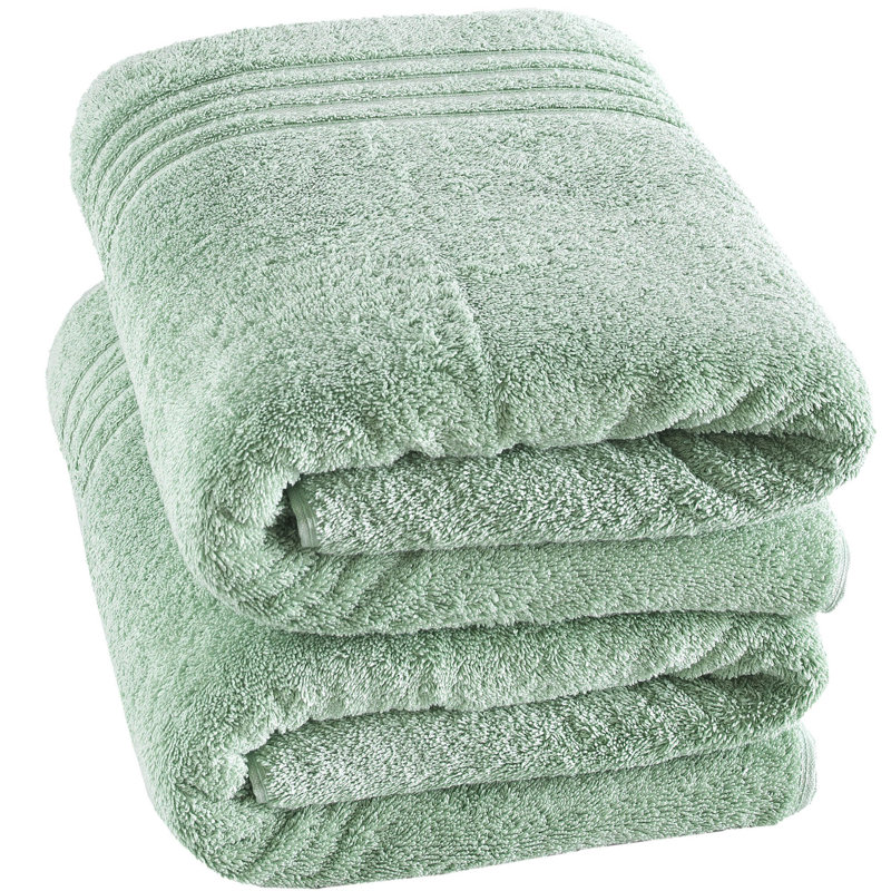 Ensemble de 2 draps de bain géants 100% coton, surdimensionnés et absorbants, Vert