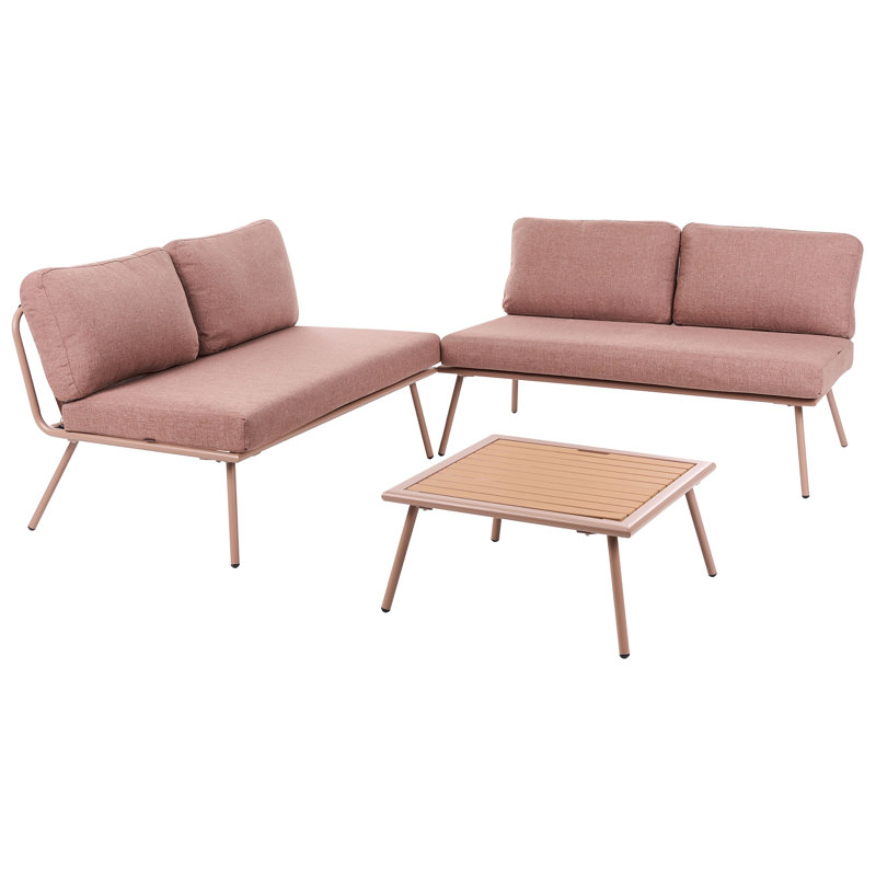 Garden Corner Sofa with Table 4 Seater CACCAMO, Brown