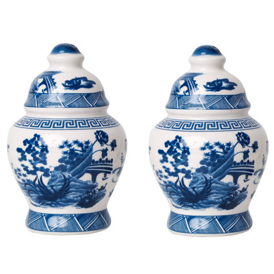 PORCELAIN VILLAGE SCENE SALT AND PEPPER SHAKER