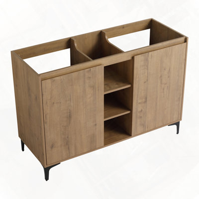 Meuble-lavabo autoportant avec portes à fermeture douce et support de rangement ouvert