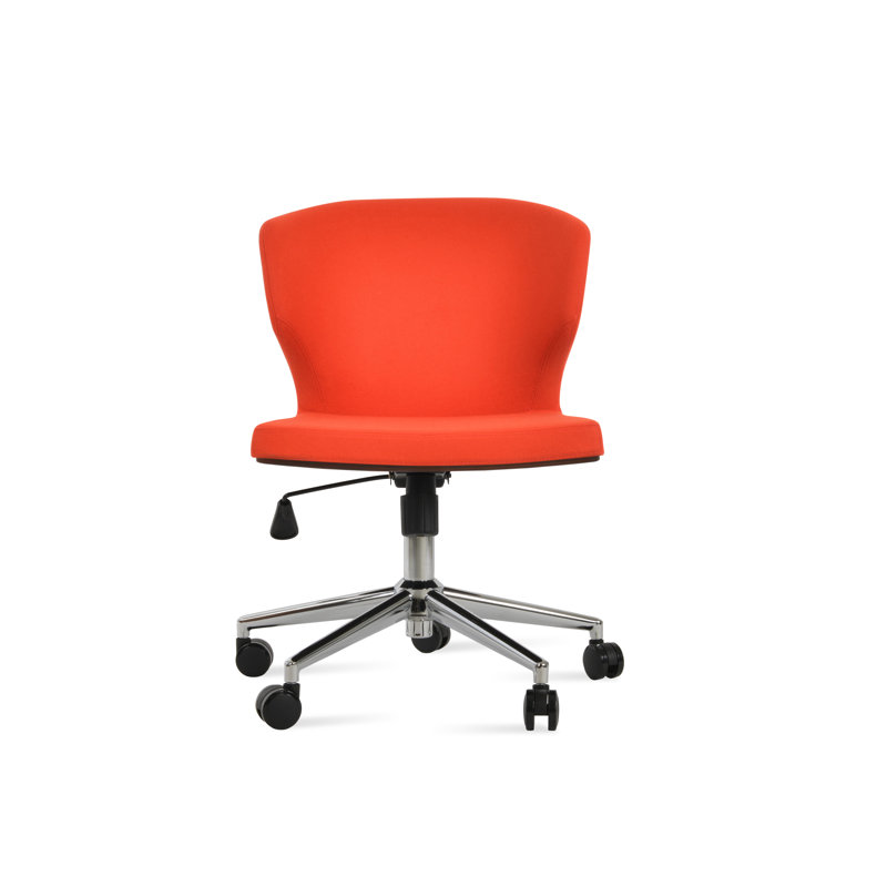 Chaise de bureau Amed Plus, Laine, Orange, Chrome chrome