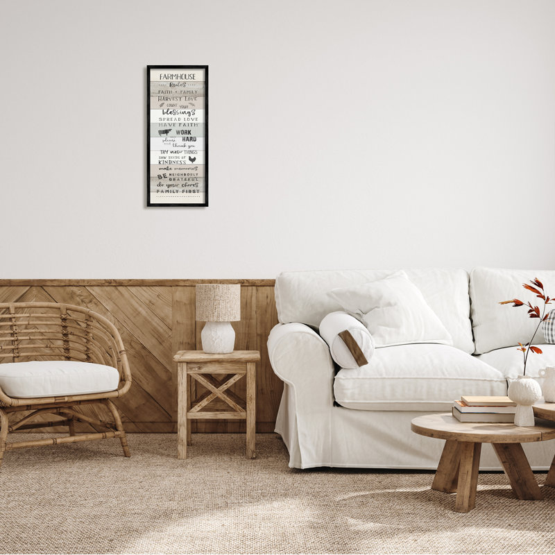 Motif de planches rayées Farmhouse Rules, Giclée encadrée noir minuit, H 24 po x l 10 po x P 1,5 po