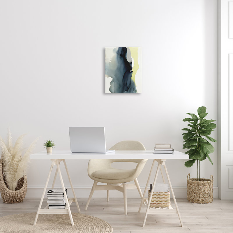 Distorsion fluide gris bleu jaune - Impression, Toile tendue, H 20 po x l 16 po
