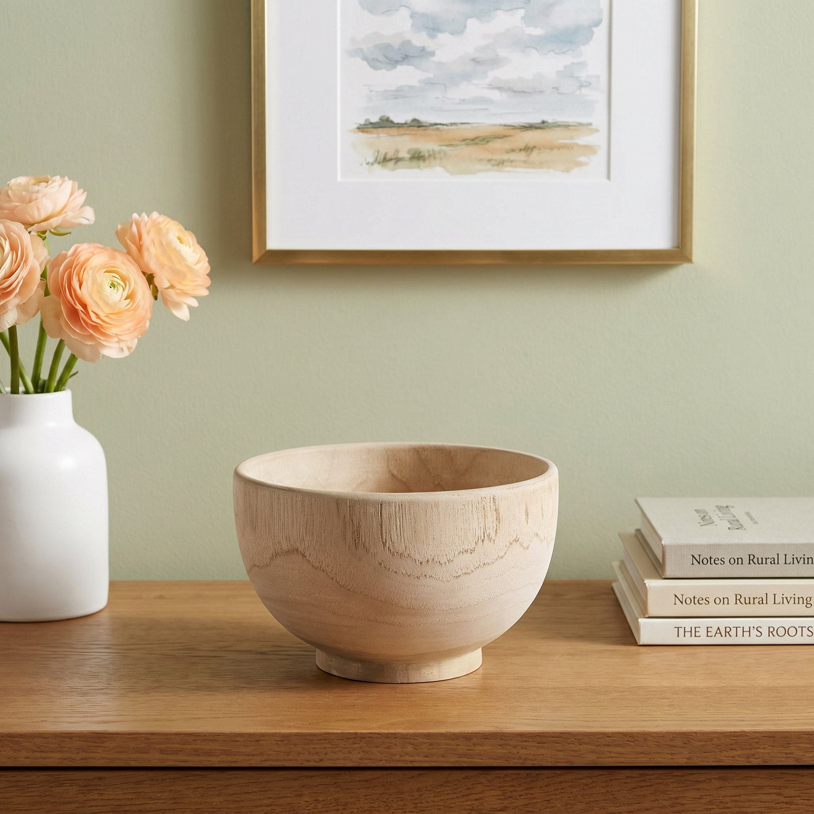 Pella Handmade Wood Decorative Bowl 1, 4" H x 6" W x 6" D