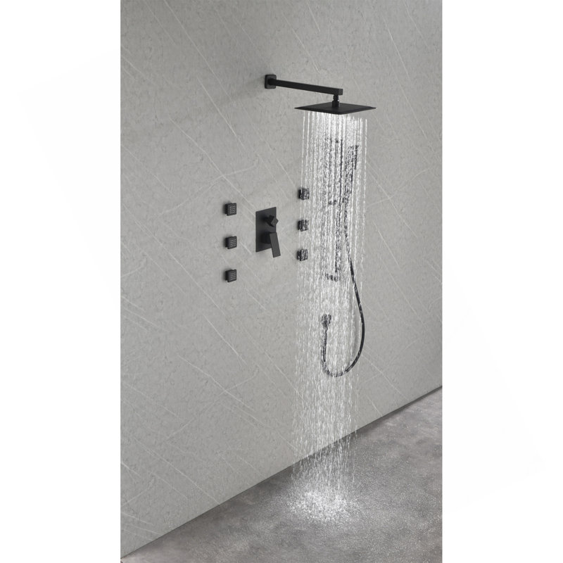 Wall Mounted Shower System With 6 Body Sprays And Hand Shower