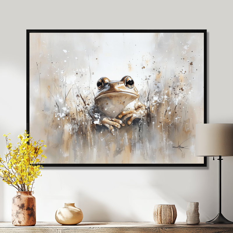 Décoration murale Minimal Frog By The Pond II - Grenouille, H 34 po x l 44 po, Noir