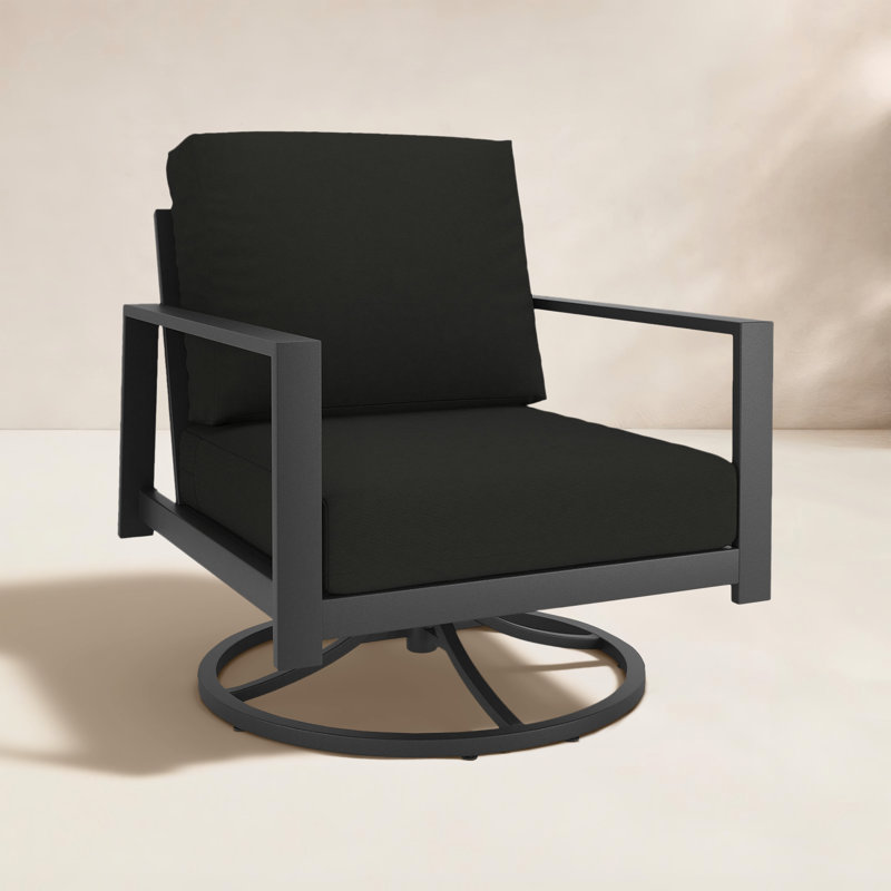 Chaise berçante d'extérieur en métal avec coussins Sunbrella® Townsend, Toile Sunbrella® noir, Bare, No