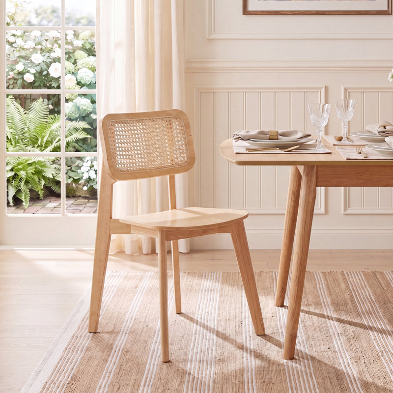 Chaise de salle à manger Finchamp Cane, Beige