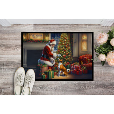 Basenji and Santa Claus Doormat