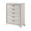 Commode haute Dery, 5 poignées triangulaires en chrome, blanc, or