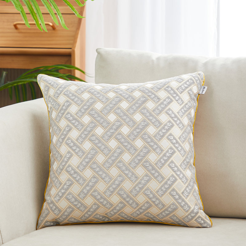 Floral Chenille Throw Pillow, Cream