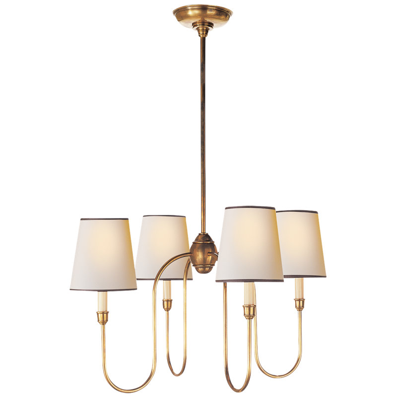 Vendome 4 - Light Chandelier, Hand-Rubbed Antique Brass, White