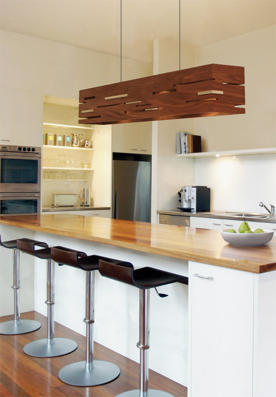 Aeris Linear LED Pendant - 2700K, Brushed Aluminum, Walnut, 7.5" H x 54" W x 5" D