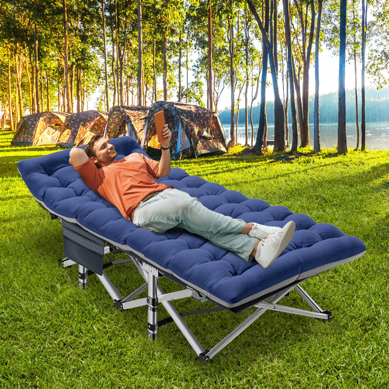 Lits de camping, lit pliant de 75 po avec matelas et sac de transport, lits de bébé robustes à double couche Oxford