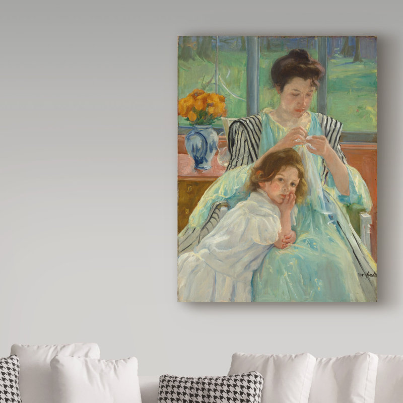 «Young Mother Sewing» par Mary Cassatt, reproduction sur toile, H 32 po x l 24 po x P 2 po