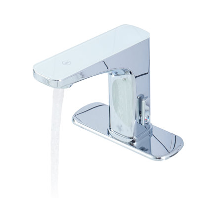 Single-Hole Bathroom Faucet with Touchless Sensor and LED Temperature Display