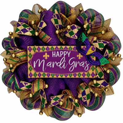 Happy Mardi Gras Wreath