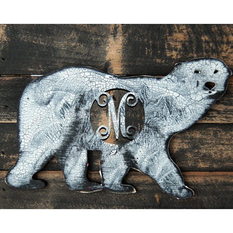 Décoration murale en bois avec une seule lettre en bois polaire bear rustique, Z
