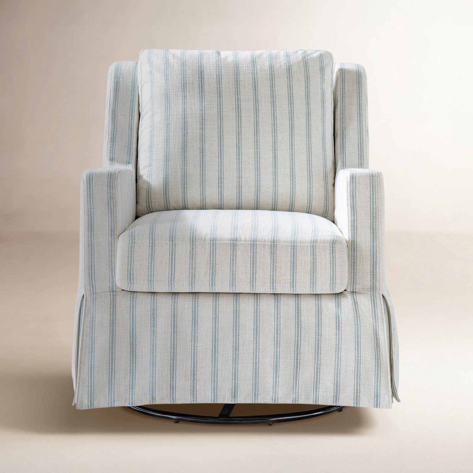 Lillie Swivel Rocking Armchair, Blue Striped