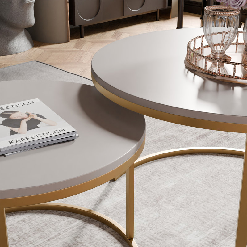 Coffee Table with Storage, Cashmere, 48cm. H x 70cm. L x 70cm. W, Gold