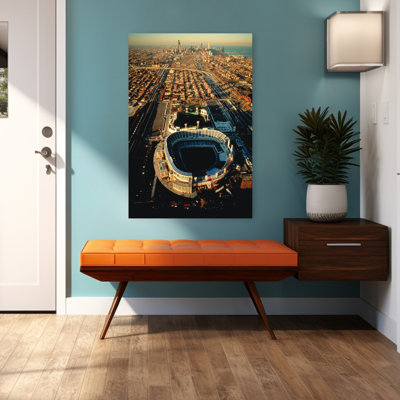 Vue aérienne d'une vieille ville, New Comiskey Park, stade de Chicago, Cook, Illinois, États-Unis, architecture contemporaine abstraite, art du paysage