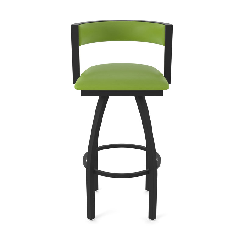 Tabouret Artémis, Noir froissé, Tabouret de bar (siège d'une hauteur de 36 po), Vinyle - vert kiwi Canter