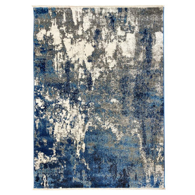 Modern Fringed Abstract Area Rug