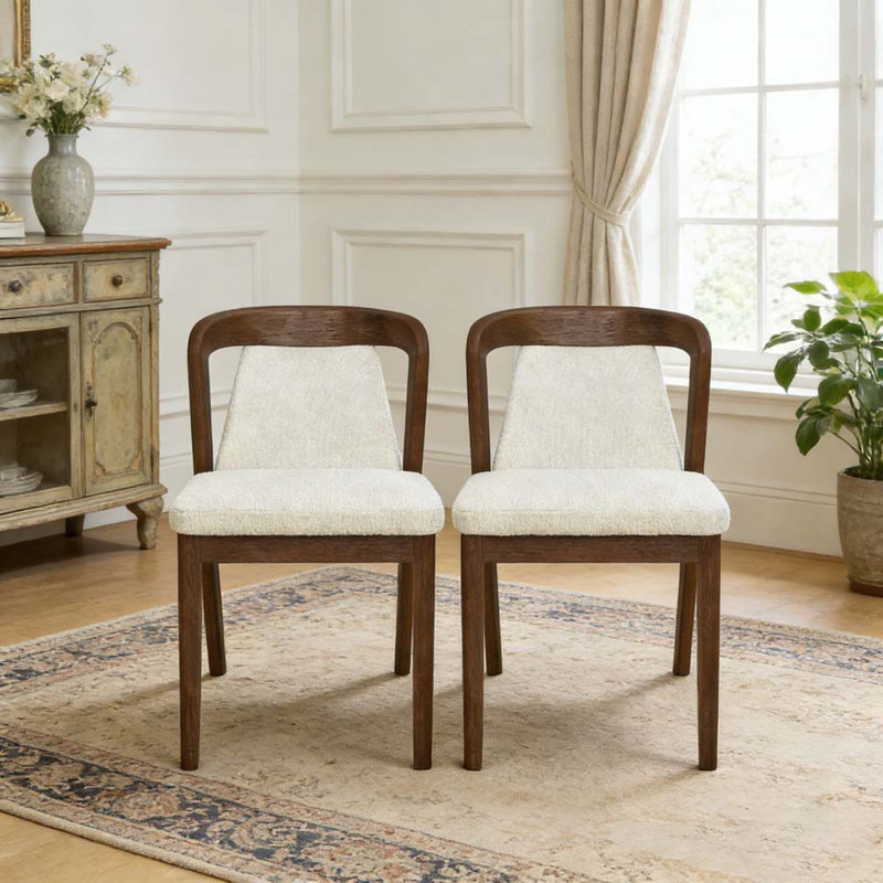 Upholstered Backrest Armless Dining Chairs, Camel,Walnut
