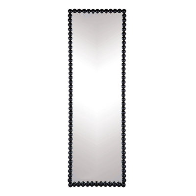 23" X 72" Full Length Mirror With Metal Beaded Frame, Rectangular Oversized Mirror For Living Room Bedroom, Black