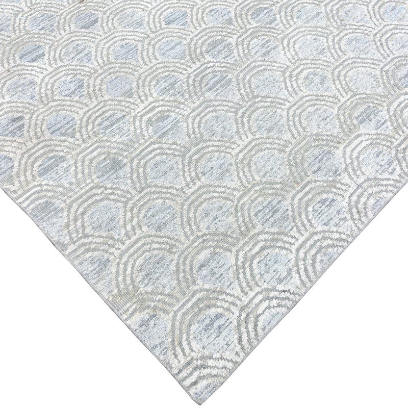 Geometric Area Rug in Blue/Ivory/Gray, Rectangle 8' x 10'