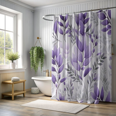 Simple Purple Florals - 1 Piece Standard Shower Curtain