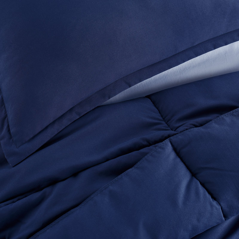 Navy Microfiber Full/Queen Bedspread Set with Pillow Shams