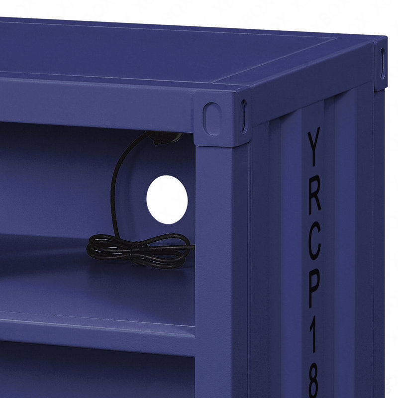 Blue Finish Nightstand  W/Usb, Blue
