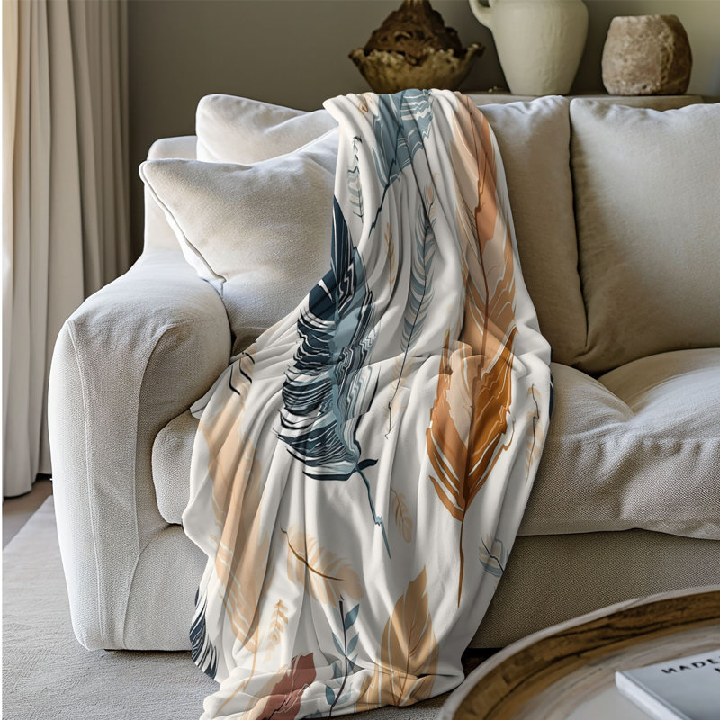 Plumes Boho - couverture de qualité supérieure 1 pièce, Grand lit