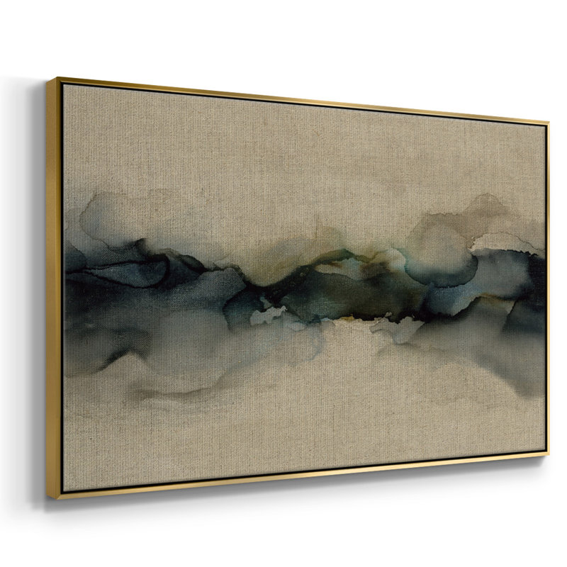 " Ocean Streams ", Gold Floater Framed Canvas, 17" H x 25" W x 2" D