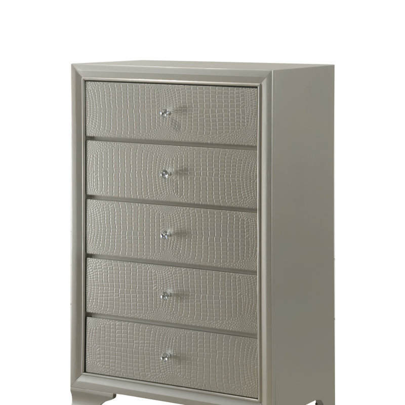 Mobilier de chambre à coucher en bois à motif de commode à cinq tiroirs 1 pièce, Champagne