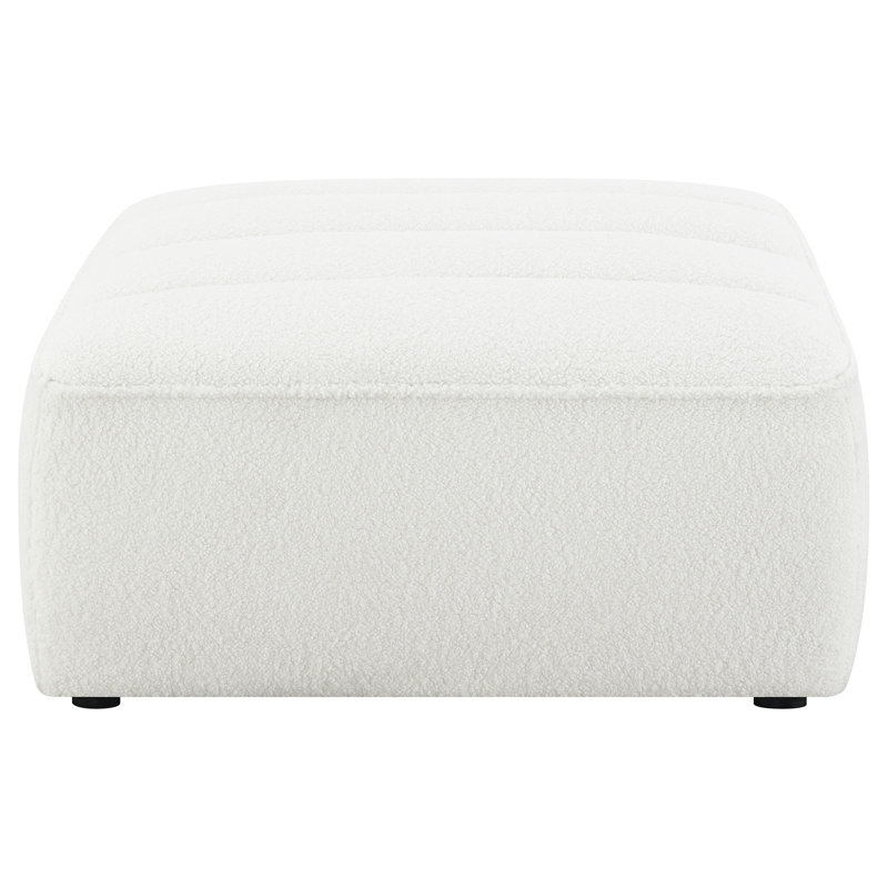 Benedic Square Upholstered Ottoman Natural, Ivory Sherpa