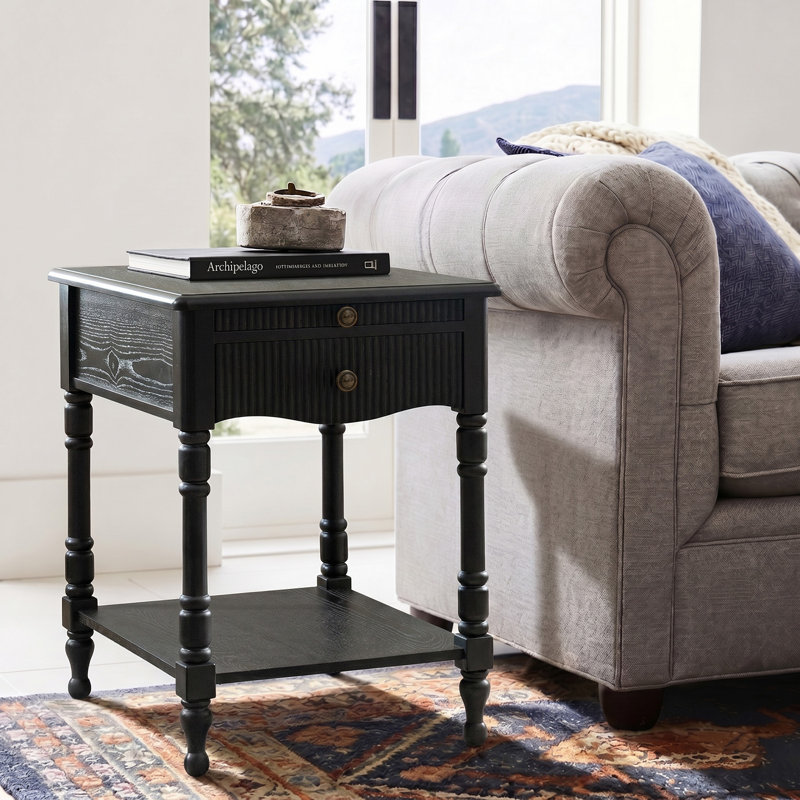 Falgout 20"W 26"Tall 1-Drawer End Table, Noir