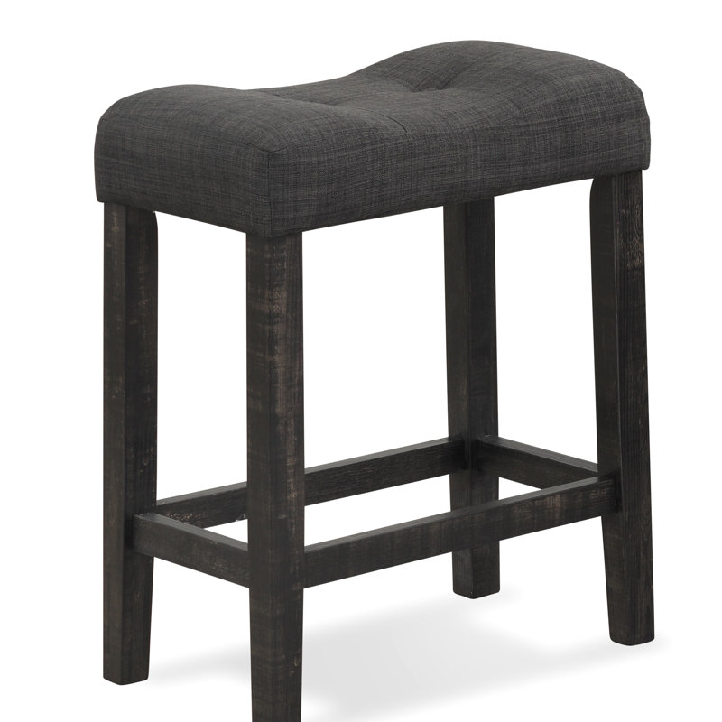 Tabourets de comptoir à hauteur de comptoir, bouton gris de 2, rembourrés avec rembourrage épais et fabrication en bois d'hévéa massif, 2 tabourets gris, repose-pieds à assise rembourrée, base en bois